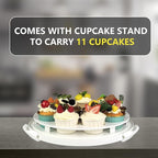 TMRIOPELP Tall Cake Carrier with Lid and Handle Insulated Cake Container Cake Transport Carrier Ideal for Pies Cupcakes and Pastries Perfect for Safe and Secure Cake Delivery (Grey, 12 inch)