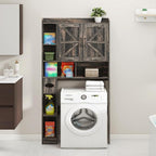 Over The Toilet Storage Cabinet, Farmhouse Storage Cabinet Over Toilet with 2 Barn Doors & Toilet Paper Holder Stand，Home Space-Saving Toilet Rack, for Bathroom, Restroom, Laundry