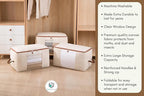 Canvas Storage Bags Designer Organizer for Comforters 2 Pack – Seasonal Storage for Pillows, Blankets, Linens & Garments – Foldable Design with Zip & Window, Moth-Proof Space Saver