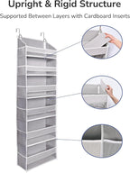 ULG Over The Door Organizer with 6 Large Pockets 12 Side Pockets, 50lbs Weight Capacity Door Hanging Organizer for Bedroom, Bathroom, Pantry, Nursery Storage, Gray