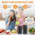 2 Pack Soup Thermo for Hot Food for Adults, Insulated Food Jar, Stainless Steel Vacuum Thermal Lunch Box Containers with Carry Bag and Spoon (18.5oz, 27oz) (Black)