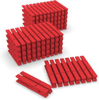 100 Pcs Colored Clothes Pins Wooden, Red Clothespins for Crafts, Clothing Pins for Hanging Clothes Classroom 2.9 Inch