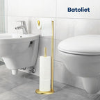 Toilet Paper Holder Stand, Bathroom Toilet Paper Roll Holder Stand with Reserve, Standing Toilet Paper Holder with Storage,Toilet Paper Roll Holder for 4 Rolls, Gold