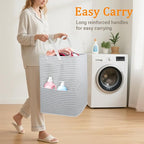 Ultra-durable Laundry Hamper with Practical Side Pocket,Freestanding Laundry Basket with Portable Handles,Foldable Dirty Clothes Basket Space-saving Storage for Bathroom,Bedroom,Nursery,Dorm,Camper,RV