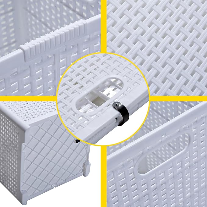 42L Collapsible Plastic Laundry Baskets,Foldable Laundry Hamper,Pack of 2 (White)