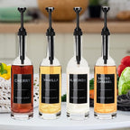 25.4 oz 750 ml Glass Coffee Syrup Dispenser for Coffee Bar With Pump & Lables Glass Syrup Bottle Included -4 Pack