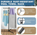 Pool Towel Rack Outdoor 60 Inch Height Outdoor Towel Rack For Pool Heavy-Duty Towel Stand Rustproof & Slip-Resistant Towel Drying Rack Suitable For Indoor Use For Towels, Clothing, Swim Rings, Goggles