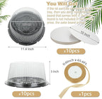 10 Pcs 10 Inches Disposable Cake Container with Lid Plastic Cake Carrier with Clear Dome Lid and Cake Boards Round Cake Containers Carriers for Transport, Party Takeout Food Display