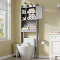 ZENY Over The Toilet Storage Cabinet, Bathroom Organizer with Adjustable Shelf and Double Doors, Freestanding Bathroom Space Saver Toilet Rack (Gray)