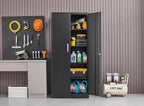 Metal Storage Cabinet with Adjustable Shelves, Garage Storage Cabinets with Doors and Shelves, File Cabinets for Home Office, Kitchen Pantry Cabinet, 71'H, Black