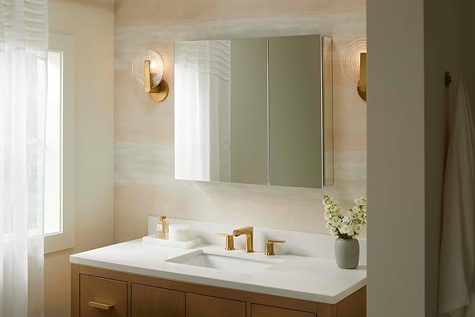 Kohler 56003-NA Embark Premium XL Medicine Cabinet, Deep Rectangular Storage Cabinet with Adjustable Shelves and Mirrored Doors, 25 in. W x 26 in. H