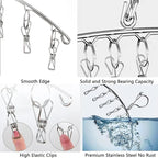 Stainless Steel Laundry Drying Rack Clothes Hanger with Windproof Hook,Underwear Hanger,Clothes Hangers with 8 Clips for Drying Socks,Diapers,Baby Clothes(2 Pack)