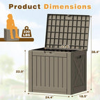 Flamaker Resin Deck Box 40 Gallon Waterproof Outdoor Indoor Storage Box Imitation Wood Resin for Patio Furniture Garden Tools and Pool (Brown)