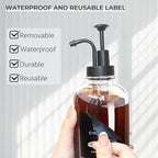 Coffee Syrup Dispenser for Coffee Bar, Set of 3 Simple Glass Syrup Bottle w. Pump and Labels, 16.9 oz 500ml Syrup Pump Dispenser, Syrup Dispenser w. Tray & Coffee Scoop