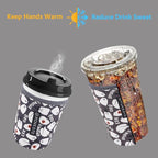 Reusable Neoprene Insulator Sleeve for Iced Coffee & Cold Soda, Coffee Sleeves for Iced & Hot Drinks, Cold Beverage Cooler Compatible with Starbucks, Dunkin (Halloween Boo, Large: 32oz)