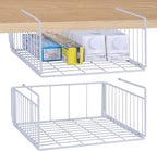 SUFAUY Under Shelf Basket Storage, 2-Pack Under Cabinet Hanging Wire Organizer for Pantry Kitchen, 11.6“D x 12.6" W x 5.8”H, White