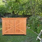 VINGLI Outdoor Wooden Storage Shed, 50.4” x 19.7” x 34.6” (L x W x H) Extra Large Garden Shed Outside Tool Cabinet with 2 Safety Latches, Patio Storage Organizer for Garden Yard Lawn Equipment