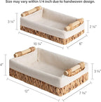 StorageWorks Small Baskets for Organizing, Wicker Bathroom Basket for Toilet Tank Top with Liner, Natural Water Hyacinth, Set of 2
