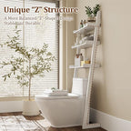 Over The Toilet Storage Shelf Wood, 3-Tier Above Toilet Organizer Rack, Freestanding Above Toilet Shelf for Bathroom, Laundry, Space Saver, White Color.