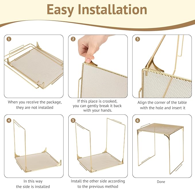 Locker Organizer Shelf Stackable Extra Locker Shelf for School Locker Organizer Storage Cabinet Accessories Suitable for School, Office, and Home use (1, Golden)