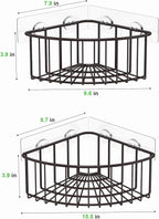 SMARTAKE 2-Pack Corner Shower Caddy Deep Basket Design, SUS304 Stainless Steel, Wall Mounted Bathroom Shelf with Adhesive, Storage Organizer for Toilet, Dorm and Kitchen (Bronze)