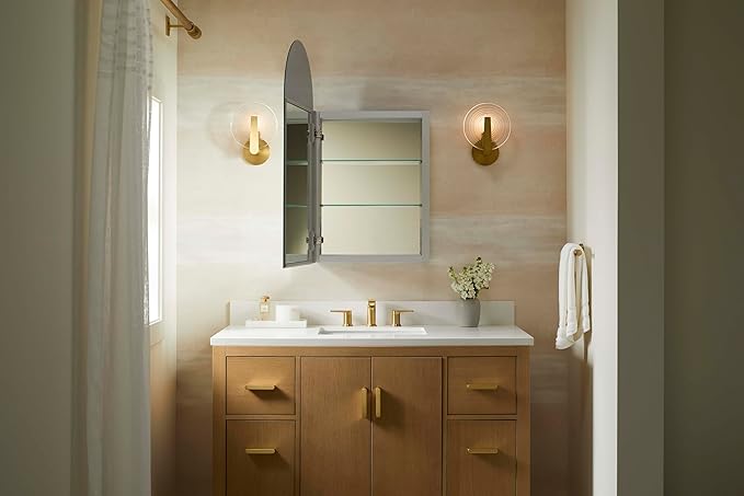 Kohler 56151-NA Embark Premium XL Medicine Cabinet Mirror, Deep Storage with Adjustable Shelves and Arch Mirrored Door, 20 in. W x 36 in. H