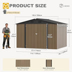 DWVO 10x8ft Outdoor Storage Shed, Large Metal Tool Sheds, Heavy Duty Storage House with Lockable Doors & Air Vent for Backyard Patio Lawn to Store Bikes, Tools, Lawnmowers, Brown