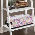 Decorative Baskets for Organizing, Narrow Storage Bins Toilet Paper Baskets Collapsible Fabric Basket Caddy for Shelf Counter Closet Accessories and Decor, Butterfly Violet Pink Yellow