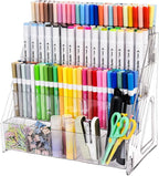 Acrylic Marker Organizer – 4 Tier 20 Compartments for Pens, Markers, Art Supplies & Office Essentials – Clear Vertical Desk Storage for Home, Office & School
