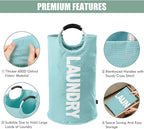 DOKEHOM 125L X-Large Collapsible Washing Laundry Basket Bag (7 Colors) for Bedroom, Fabric (Light Blue, XL)