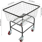 Heavy Duty Laundry Cart with Wheels - 110lbs Large Rolling Laundry Hamper Basket for Home, Bathroom, Commercial Use