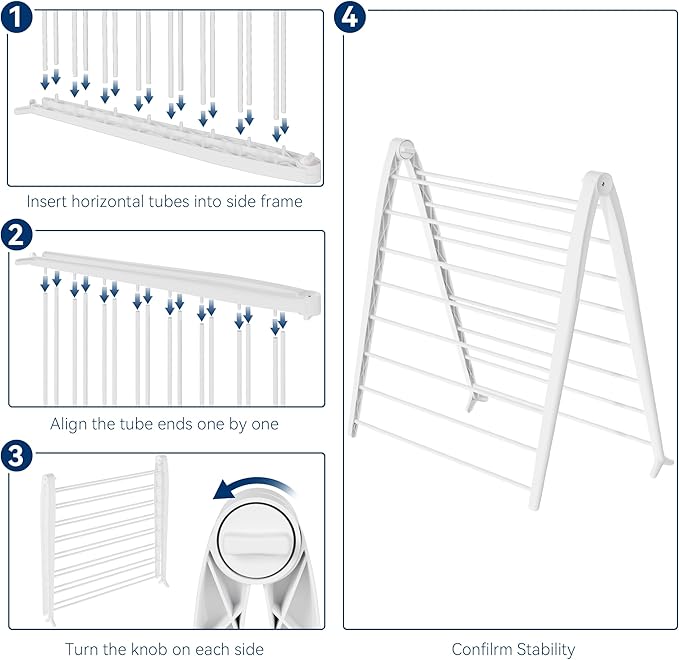 Whitmor Spacemaker Folding Drying Rack, Indoor Clothes Organizer with Patent-Pending Design, Space Saving, 6" L x 26" W x 51.5" H,White Deluxe