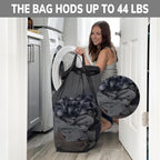 CHICVITA 75L Slim Laundry Hamper with Wheels and Removable Wash Bag, Black Rolling Basket with Handle for Laundry Room