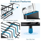 Over the Sink Dish Drying Rack,In Sink Dish Drying Racks,Expandable Dish Rack Over Sink Counter,Adjustable Dish Drainer for Inside Sink with Utensil Holder, Stainless Steel Dish Strainer XLarge Size