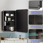 Bathroom Medicine Cabinet with 16"x26" Stainless Steel Framed Mirror,Recessed or Surface Mounted Bathroom Mirror Cabinet,Storage Cabinet for Bathrooms, Guest Rooms, Apartments, Farmhouse Decor