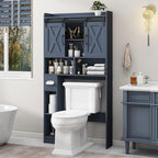 Vabches Over The Toilet Storage Cabinet, Farmhouse Storage Cabinet Over Toilet with Sliding Doors，Home Space-Saving Toilet Rack, for Bathroom, Restroom, Laundry