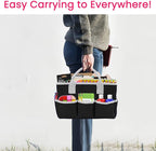 Godery Desktop Tote and Organizer, Teacher Helper Bag for Arts, Books, Stationery, Office Desk Organization, Make-up Storage with Handles for Travel (BLACK-2)