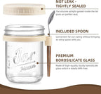 6 Pack Overnight Oats Containers with Lids and Spoons, 16 oz Glass Mason Overnight Oats Jars, Large Capacity Airtight Jars for Milk, Cereal, Fruit(Beige）