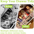 Clear Acrylic Drawer Organizer Trays, 5 Size Junk Box Organization Small Storage Container Bin for Desk Makeup Bathroom Vanity Kitchen Tool Make Up Workspace Home Dorm Apartment Office Room Nightstand