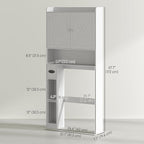 HOMCOM Over the Toilet Storage Cabinet, Farmhouse Above Toilet Bathroom Organizer with Barn Doors, Adjustable Shelf, Toilet Paper Holder, Freestanding Space Saver for Laundry, Distressed White
