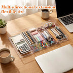 1 Pcs Large Expandable Acrylic Drawer Organizers, Grid Adjustable Drawer, Dividers Organizer for Desk, Makeup, Jewelry, Office, Kitchen Supplies (Clear,11 Compartments)
