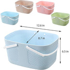 Shower Caddy Basket, Portable Large Capacity Thickened Plastic Organizer Storage Tote with Handles Drainage Toiletry Bag Bin for Bathroom, College Dorm Room Essentials, Kitchen, Camp, Gym, Blue