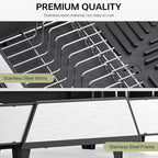 Large Dish Drying Rack - Triple Expandable Dish Rack for Kitchen Counter, Stainless Steel Sink Organization and Storage Essentials with Utensil & Pans Holder for Home and Appartment, Black