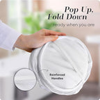 Handy Laundry Collapsible Laundry Basket, 3-Compartment Mesh Laundry Sorter, Foldable Pop Up Hamper with Handles, Space-Saving Durable Organizer for Dorm, Bedroom, Travel, White
