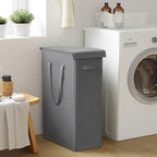 Chrislley 60L Slim Laundry Hamper with Lid Narrow Laundry Basket with Handle Upgrade Foldable Dirty Clothes Hamper Portable Skinny Hamper Organizer Storage Bins (25.6 inches, grey)