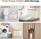 Anfly Bamboo Toilet Paper Storage Organizer with Lid - Holds 12 Mega Rolls, Countertop Bathroom Tissue Holder Cabinet, TP Storage Basket