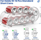 2 Pack Auto-Rolling Soda Can Organizer for Refrigerator -Short Cans and Long Cans 12oz/ 11.2oz/ 355ml/ 330ml Drink, Soda Can Dispenser for Pantry Storage 10-12 Standard Size Drink (Clear)