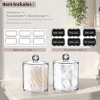 SheeChung 4-Pack Clear Acrylic Apothecary Jars - (2) 12oz & (2) 10oz Qtip Holder Set - Shatterproof Bathroom Vanity Organizer for Cotton Swabs,Balls,Pads,Floss Picks