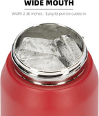 Fanhaw 24 oz Insulated Stainless Steel Water Bottle with Anti-Dust Chug Lid, Leakproof Vacuum Metal Bottle for Kids, Women & Men (Red)