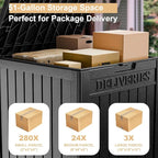 57 Gallon Resin Package Delivery Box - Rust & Moisture Resistant, Lockable, Waterproof Deck Box for Porches, Patios, Indoor & Outdoor Use (Blcak, 57 GALLON)
